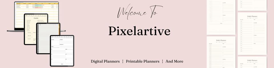 A welcome banner for Pixelartive