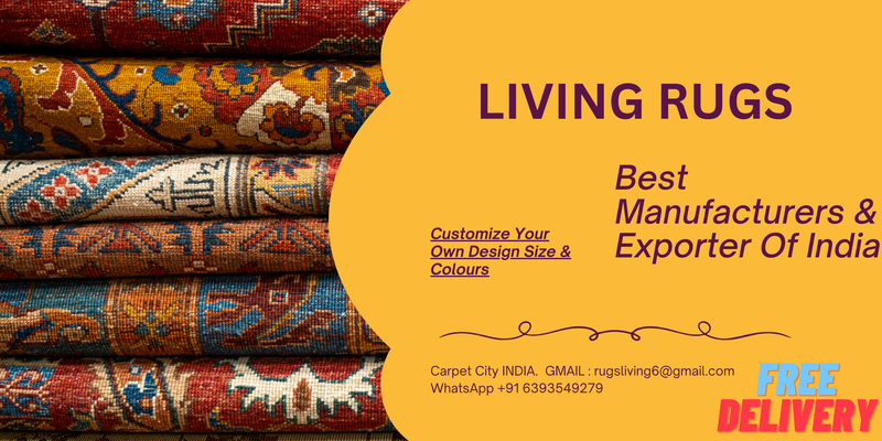 A welcome banner for Living Rugs