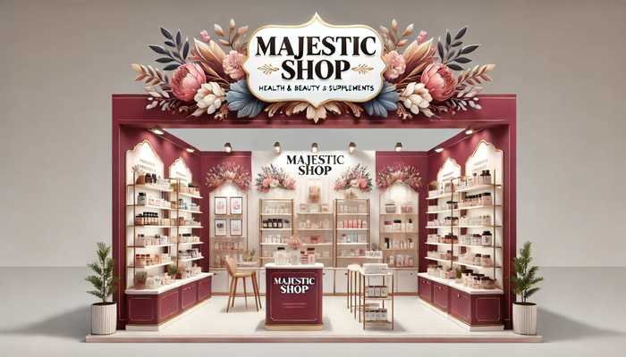 A welcome banner for Majestic Shop