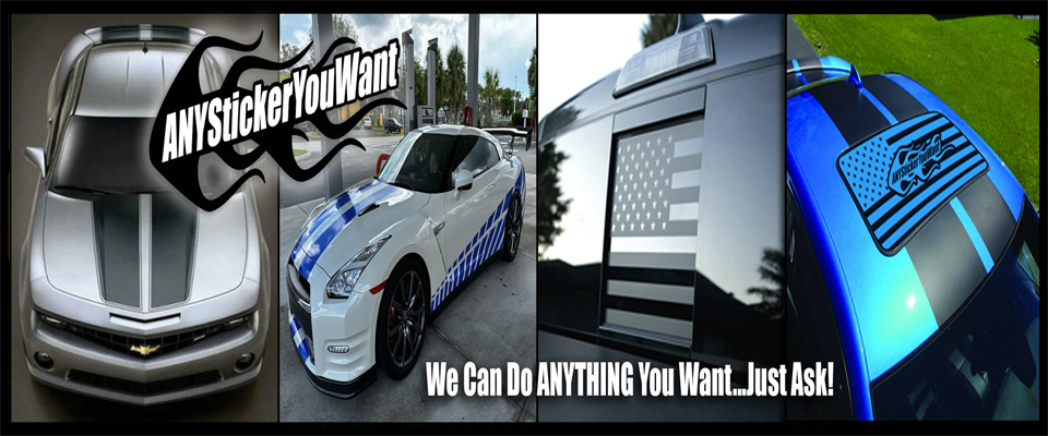 A welcome banner for AnyStickerYouWant.com Vehicle Graphics - Decals & Stickers for ANY Vehicle
