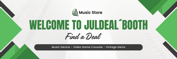 A welcome banner for JulDeal's booth Music Store