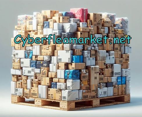 A welcome banner for Cyberfleamarket.net booth