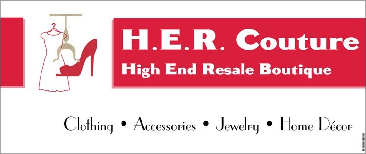 A welcome banner for HER Couture Resale