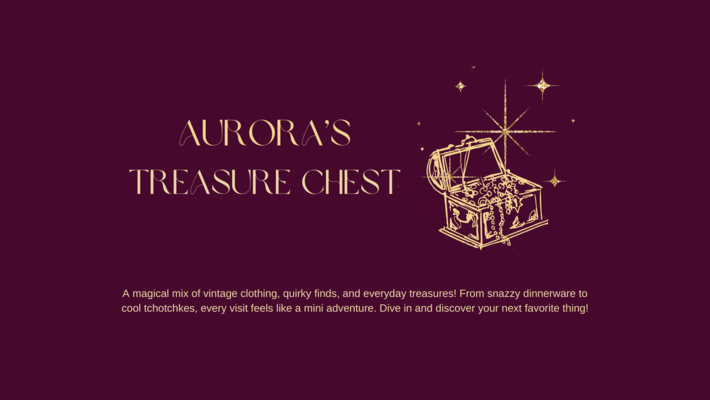 A welcome banner for Aurora's Treasure Chest