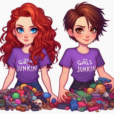 A welcome banner for The Girls Junkin Booth