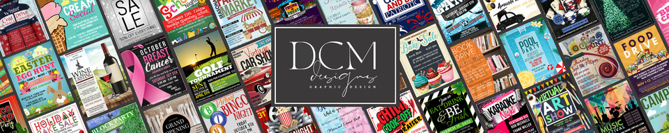 A welcome banner for DCM Designs