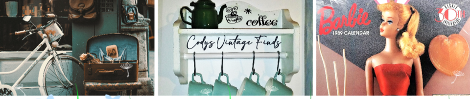 A welcome banner for Codys Vintage Finds 
