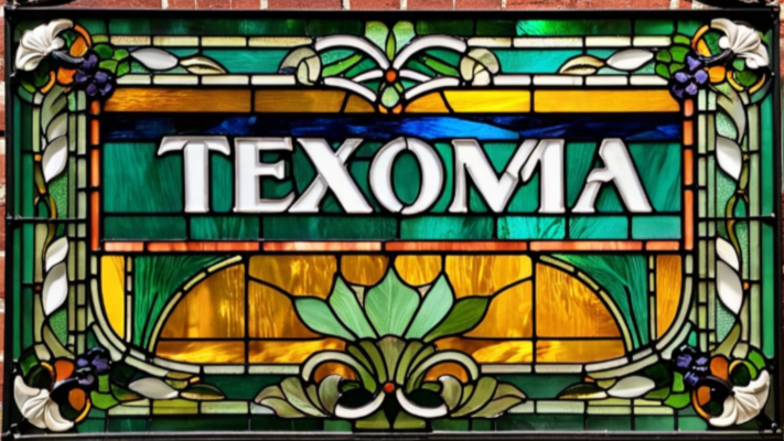 A welcome banner for Texoma's booth