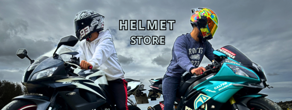 A welcome banner for HM Helmets