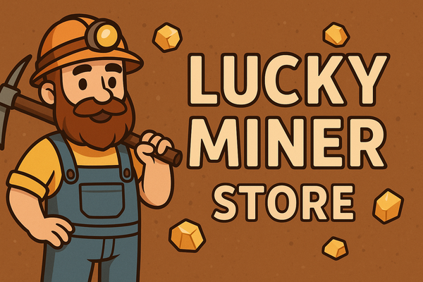 A welcome banner for Lucky Miner Store