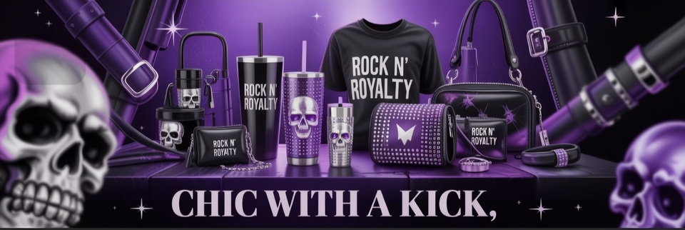 A welcome banner for RocknRoyaltyDesigns Booth