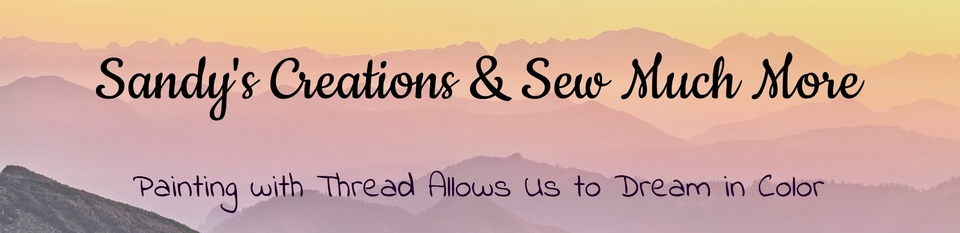 A welcome banner for Sandy’s Creations & Sew Much More