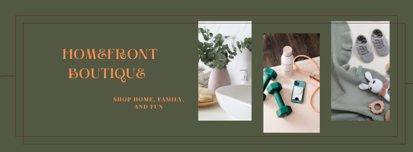 A welcome banner for Homefrontboutique 