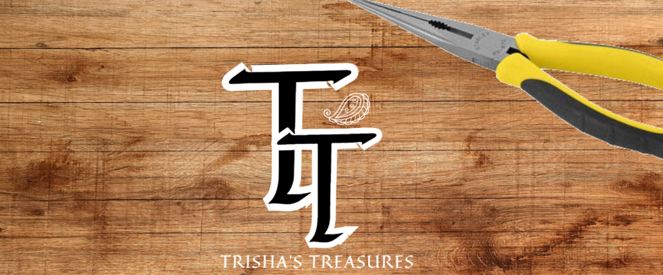 A welcome banner for Trisha's Treasures booth