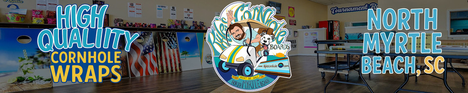 A welcome banner for Kyles Cornhole Boards & Wraps