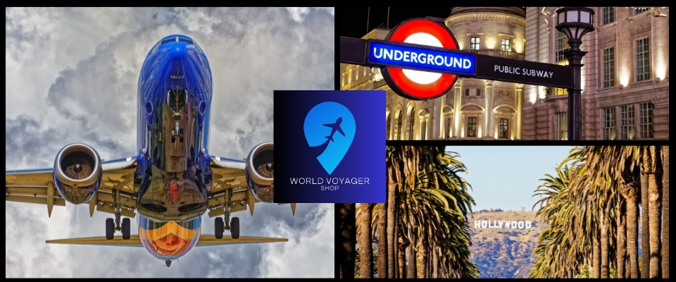 A welcome banner for World Voyager Shop Booth