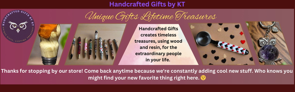 A welcome banner for Handcrafted Gifts by KT