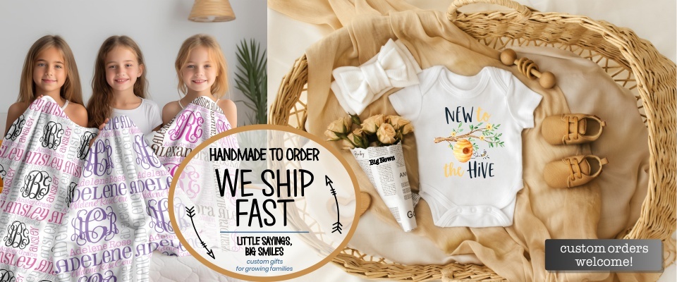 A welcome banner for Puddle Kickers – Personalized Blankets & Onesies for Newborns and Toddlers