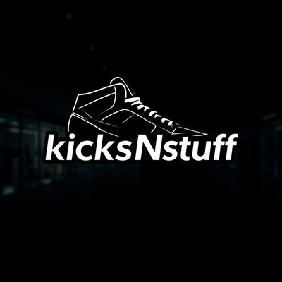 A welcome banner for kicksNstuff's booth