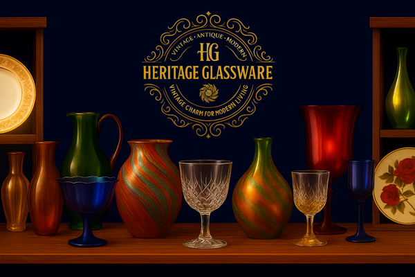 A welcome banner for Heritage Glassware