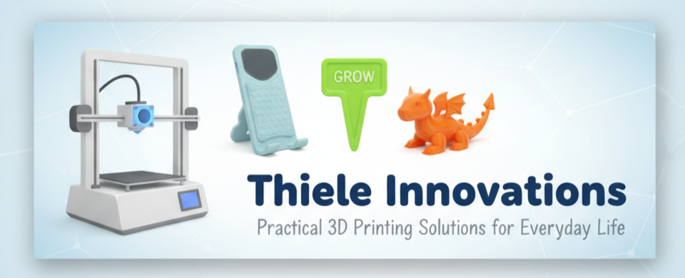 A welcome banner for Thiele_Innovations's booth