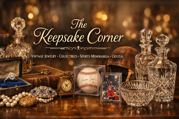 A welcome banner for The Keepsake Corner