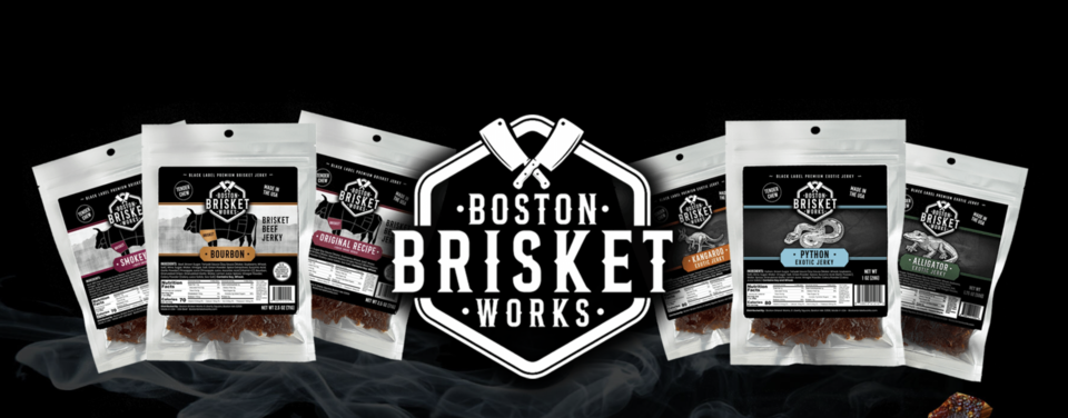 A welcome banner for Boston Brisket Works's Booth