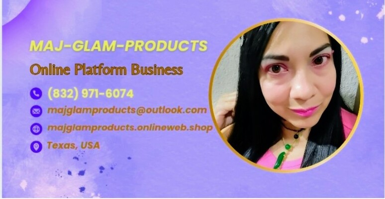 A welcome banner for MAJ-Glam-Products booth