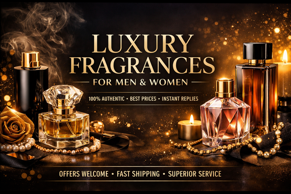 A welcome banner for FRAGRANCE BOUTIQUE
