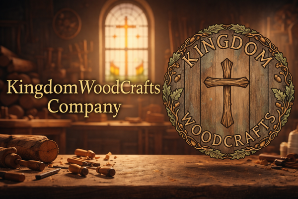 A welcome banner for KingdomWoodCrafts
