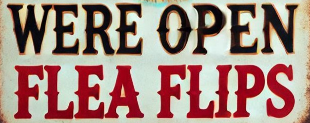 A welcome banner for Flea Flips