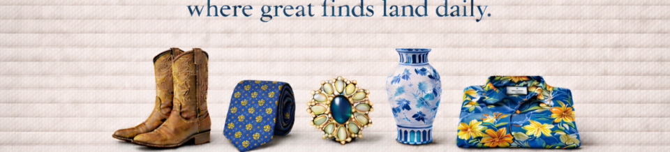 A welcome banner for Odin's Landing Vintage Collectibles, Jewelry, Ties & Unique Finds