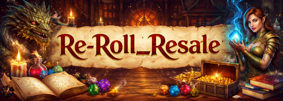 A welcome banner for Re-Roll_Resale's booth
