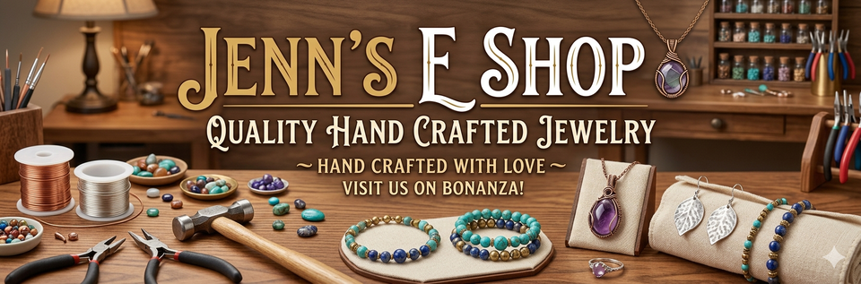 A welcome banner for Jenn's E Shop