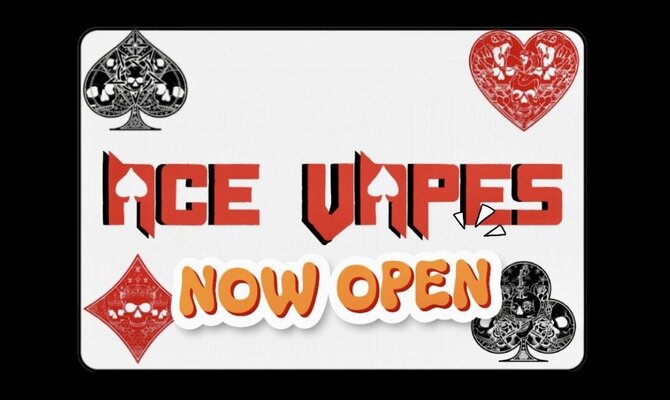 A welcome banner for Ace_Vapes's booth