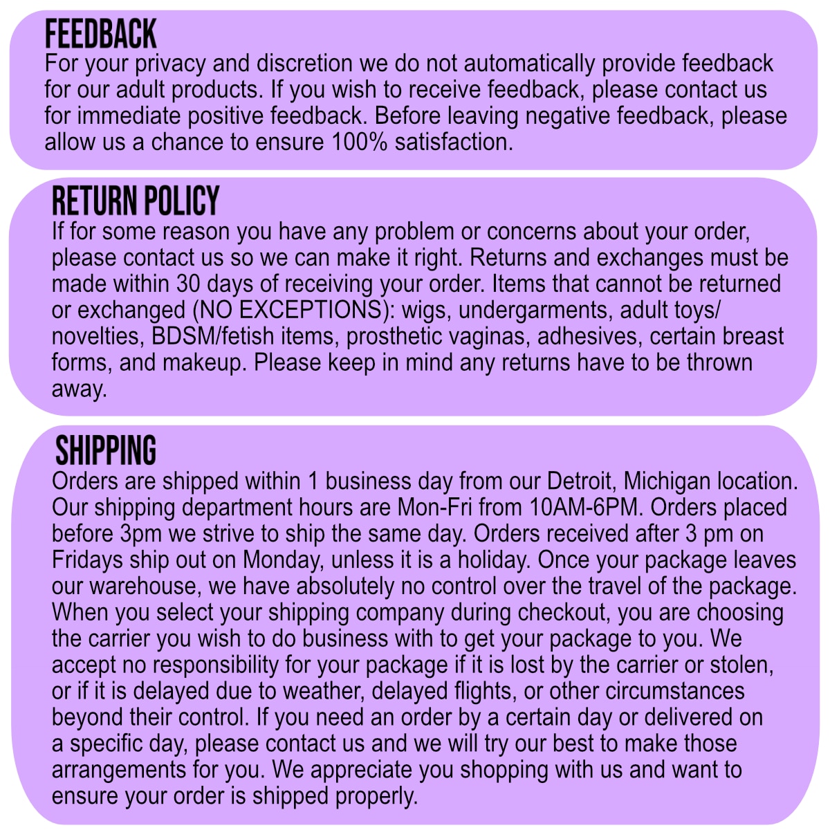 Janets Closet Feedback, Return, and Shipping Policies for eBay store